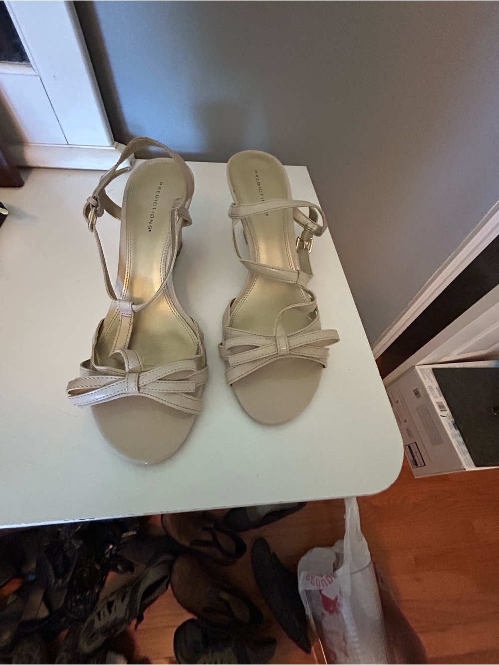 Predictions Beige Strappy Bow Sandals